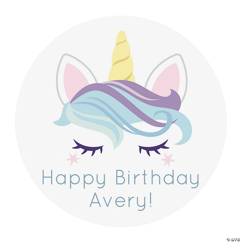 2" diam. Personalized Message Unicorn Face Stickers - 40 Pc. Image