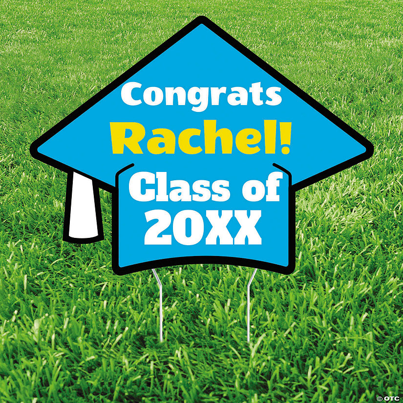 2 Ft. x 18" Personalized Graduation Cap Single-Sided Plastic Yard Sign Image Thumbnail