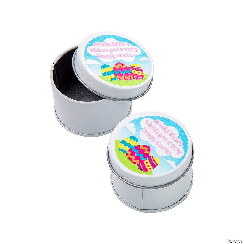 2" Personalized Easter Round Favor Containers - 24 Pc. Image