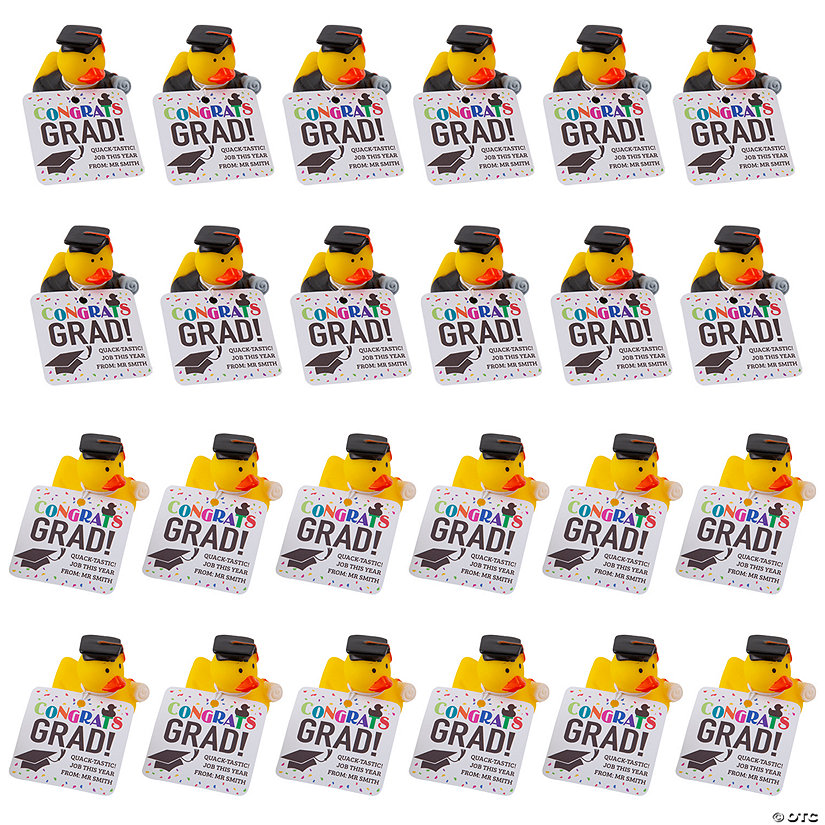2" Personalized Elementary Graduation Rubber Ducks with Card - 24 Pc. Image