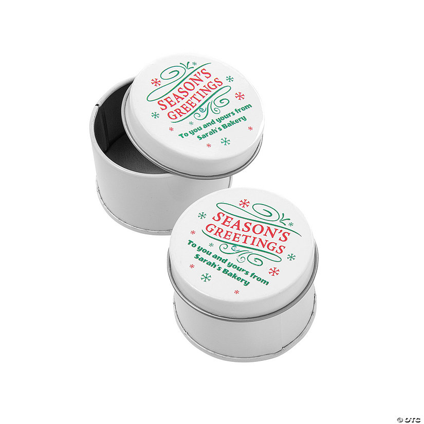 2" Personalized Traditional Christmas Favor Tins - 24 Pc. Image Thumbnail