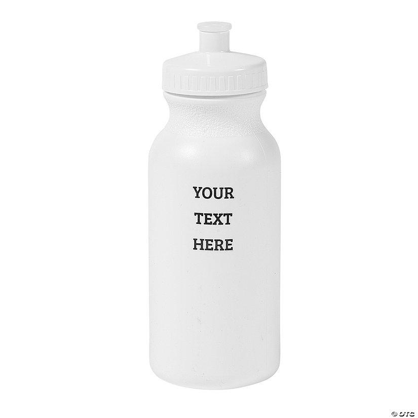 20 oz. Bulk 50 Ct. Personalized Open Text White Plastic Water Bottles Image Thumbnail