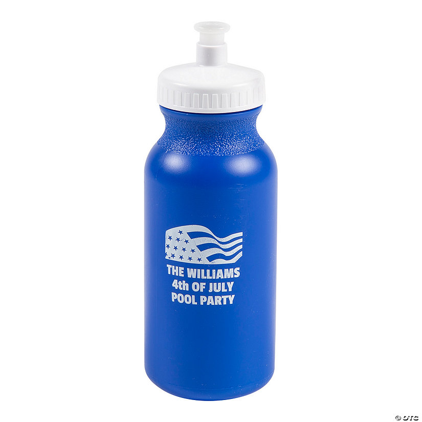 20 oz. Bulk 50 Ct. Personalized Patriotic Blue Plastic Water Bottles Image
