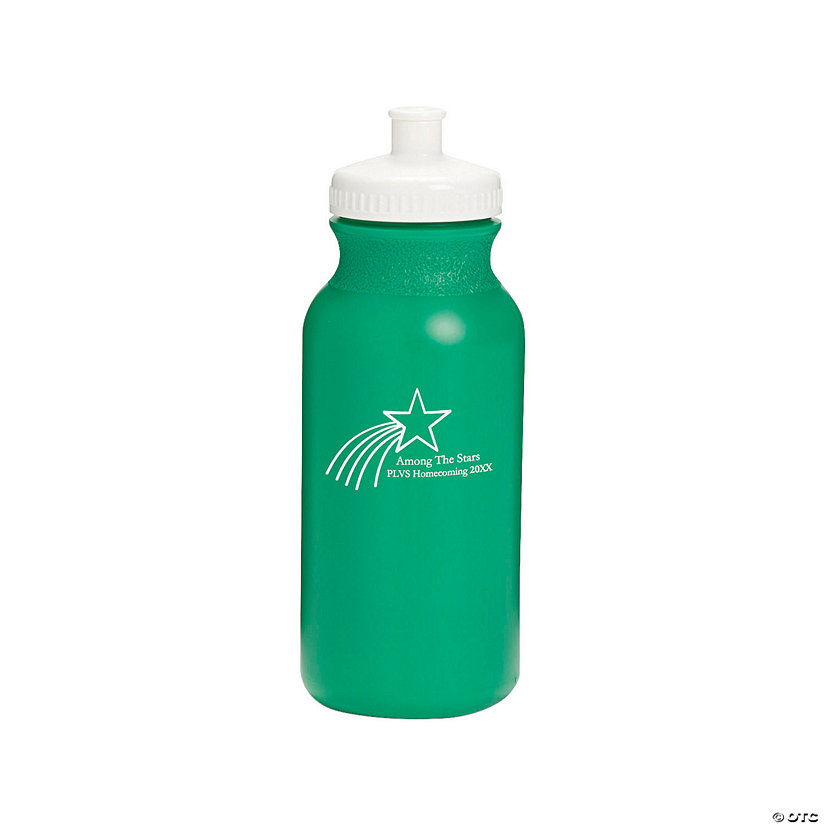 20 oz. Bulk 50 Ct. Personalized Shooting Star Opaque Green Plastic Water Bottles Image Thumbnail
