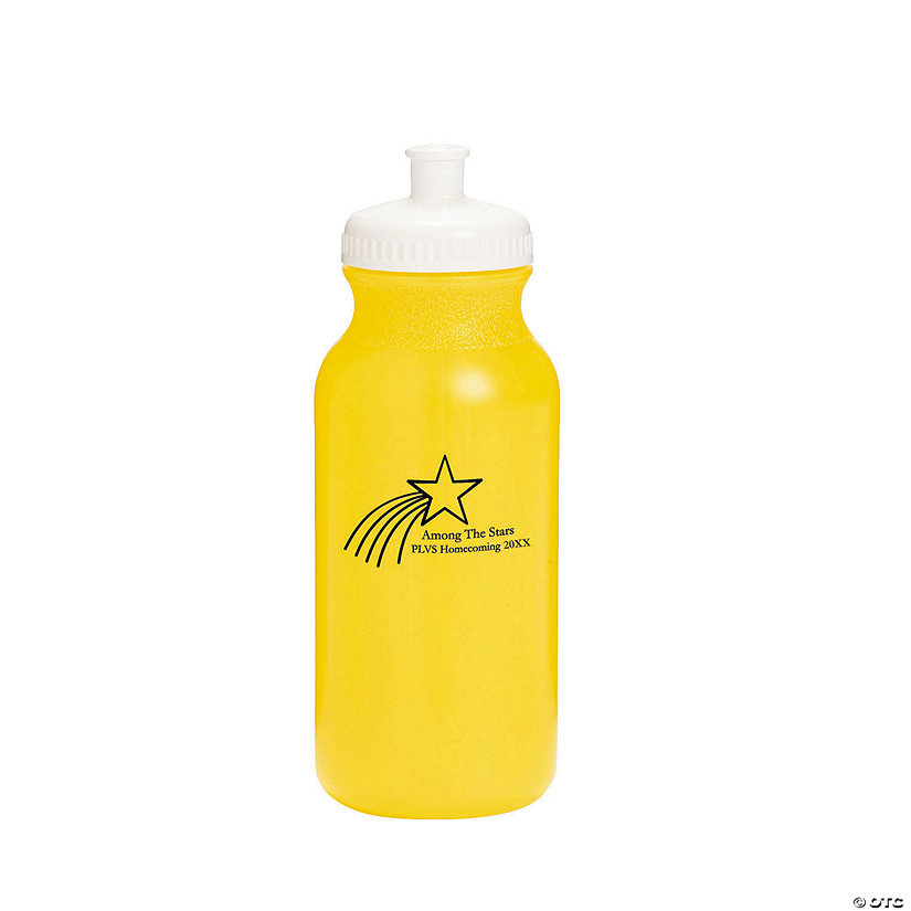 20 oz. Bulk 50 Ct. Personalized Shooting Star Opaque Yellow Plastic Water Bottles Image