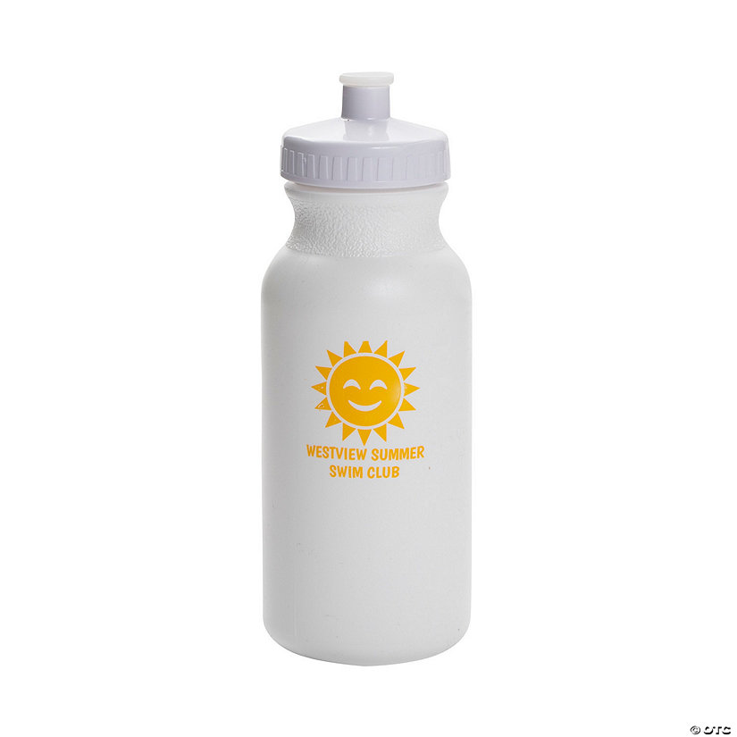 20 oz. Bulk 50 Ct. Personalized Sun White Plastic Water Bottles Image