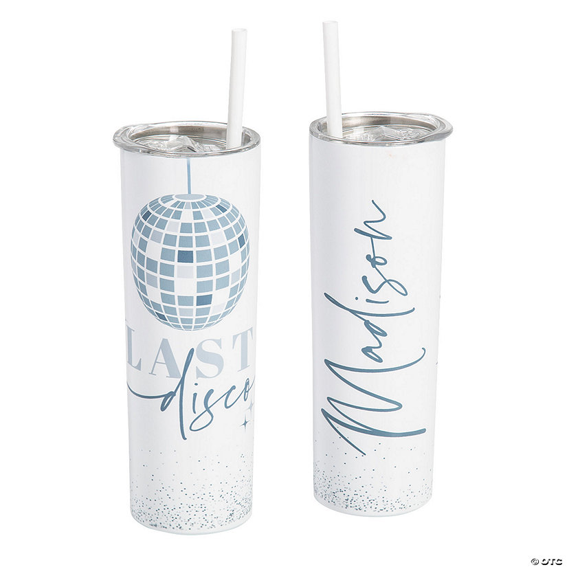 20 oz. Personalized Last Disco Bachelorette Party Reusable Stainless Steel Tumbler with Lid & Straw Image Thumbnail