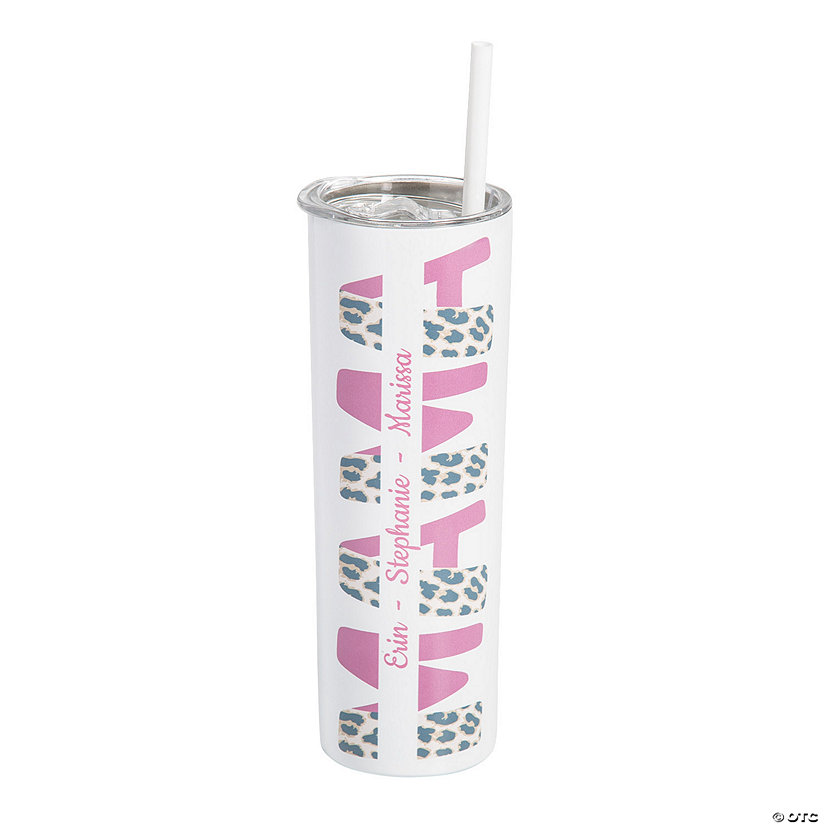 20 oz. Personalized Mother&#8217;s Day Reusable Stainless Steel Tumbler with Lid & Straw Image Thumbnail
