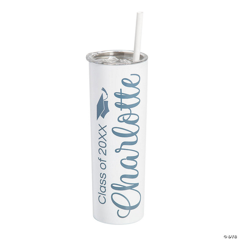 20 oz. Personalized Name Graduation Reusable Stainless Steel Tumbler with Lid & Straw Image