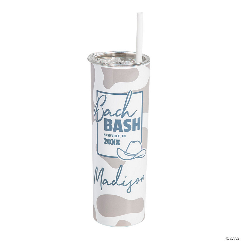 20 oz. Personalized Nashville Bachelorette Reusable Stainless Steel Tumbler with Lid & Straw Image Thumbnail