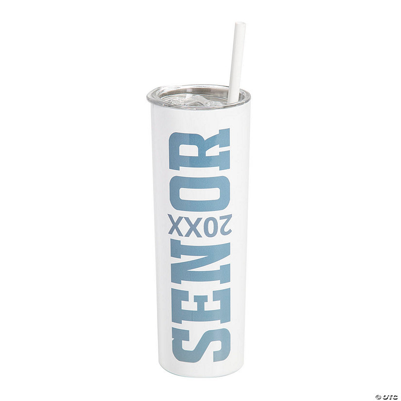 20 oz. Personalized Senior Year Reusable Stainless Steel Tumblers with Lids & Straws - 12 Ct. Image