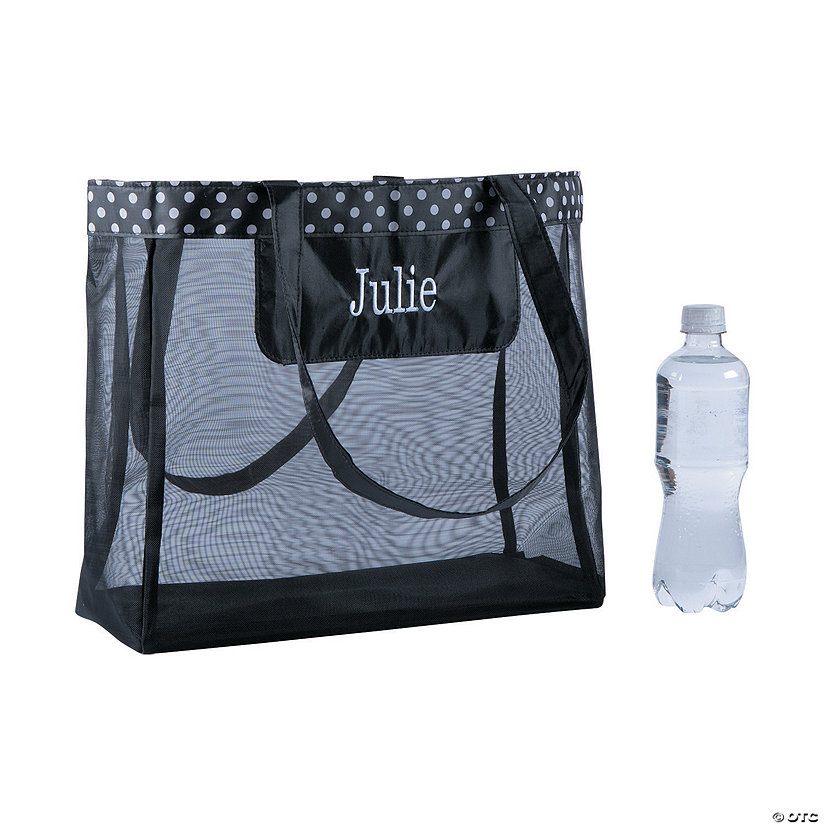 20" x 12" Personalized Large Black Mesh Tote Bag Image