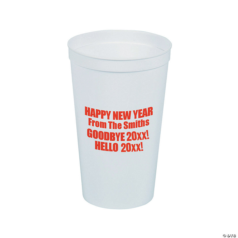 22 oz. Bulk 50 Ct. Personalized Open Text White Plastic Tumblers Image