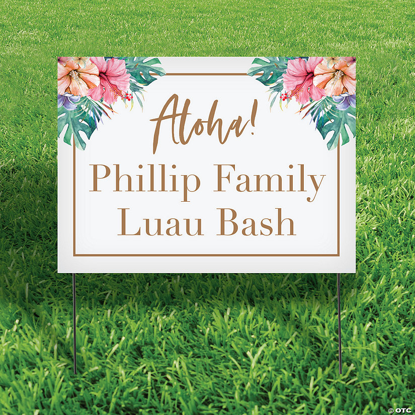 22" x 16" Personalized Luau Double-Sided Yard Sign Image