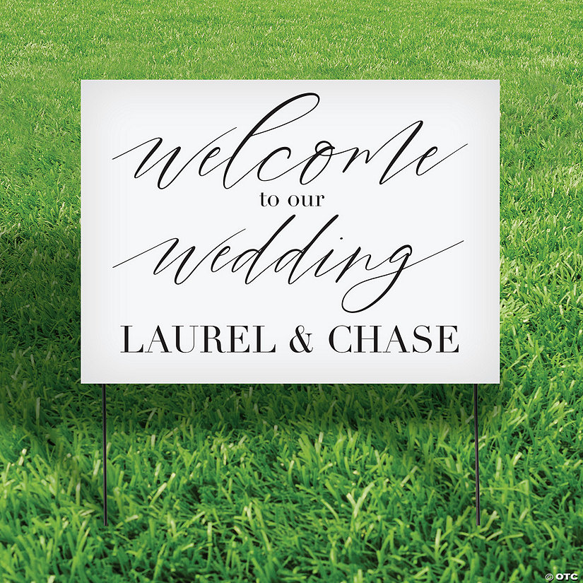 22" x 16" Personalized Modern Wedding Double-Sided Yard Sign Image
