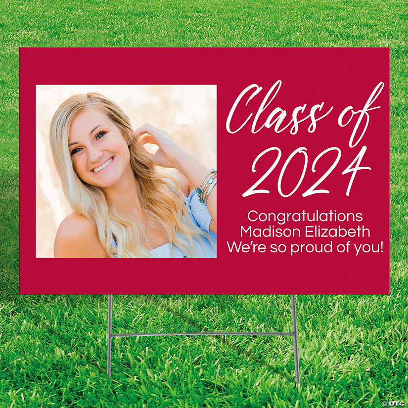 24" x 16" Custom Photo Graduation Class of 2024 Corrugated Plastic Yard Sign Image Thumbnail