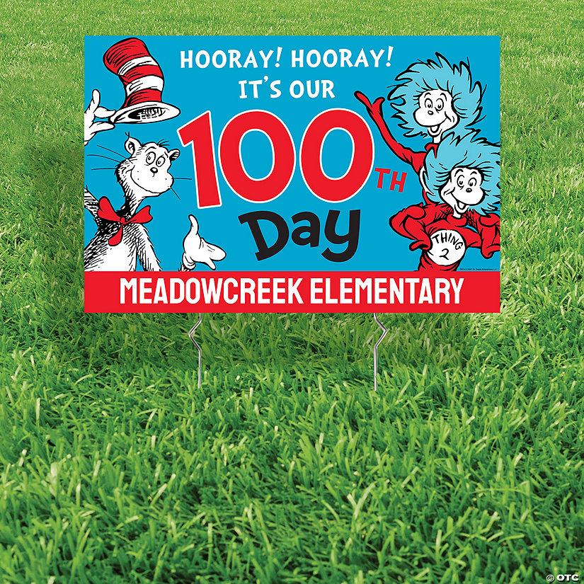 24" x 16" Personalized Dr. Seuss&#8482; 100th Day of School Yard Sign Image Thumbnail