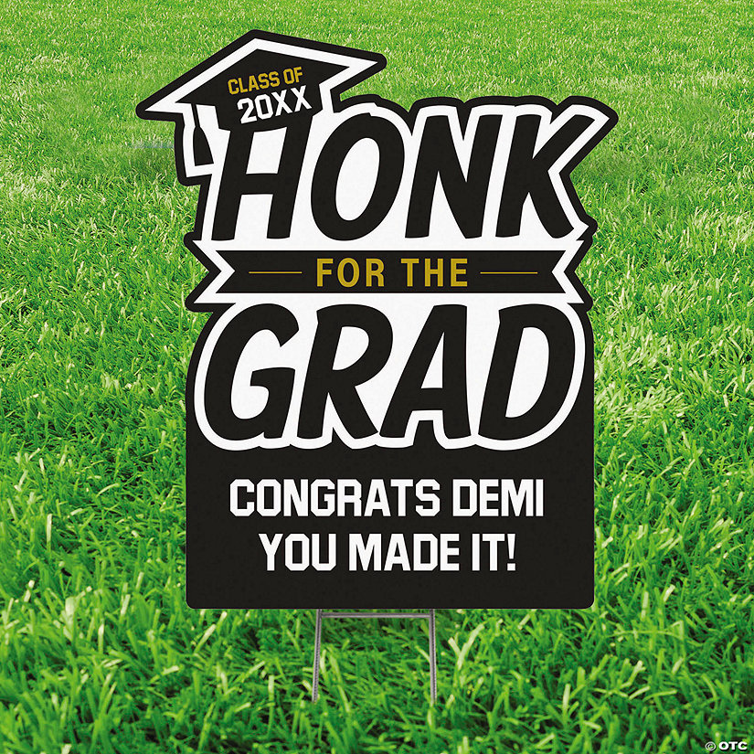 24" x 16" Personalized Honk for the Grad Single-Sided Plastic Yard Sign Image Thumbnail