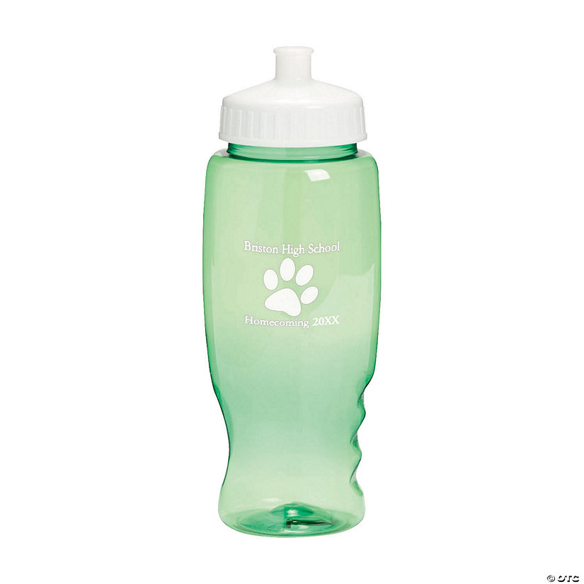 27 oz. Bulk 50 Ct. Personalized Paw Print Clear Green Plastic Water Bottles Image