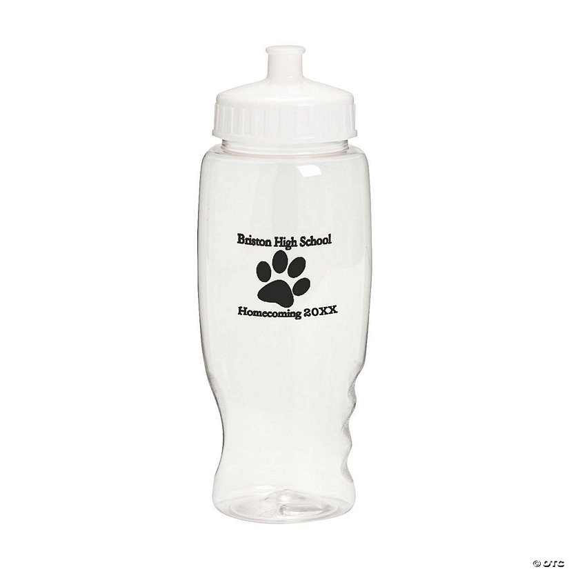 27 oz. Bulk 50 Ct. Personalized Paw Print Clear Plastic Water Bottles Image