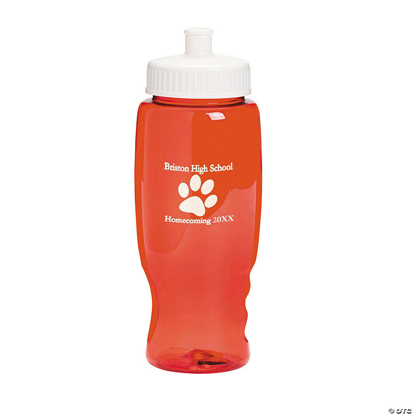 27 oz. Bulk 50 Ct. Personalized Paw Print Clear Red Plastic Water Bottles Image
