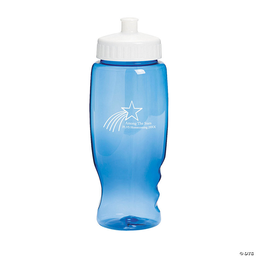 27 oz. Bulk 50 Ct. Personalized Shooting Star Clear Blue Plastic Water Bottles Image