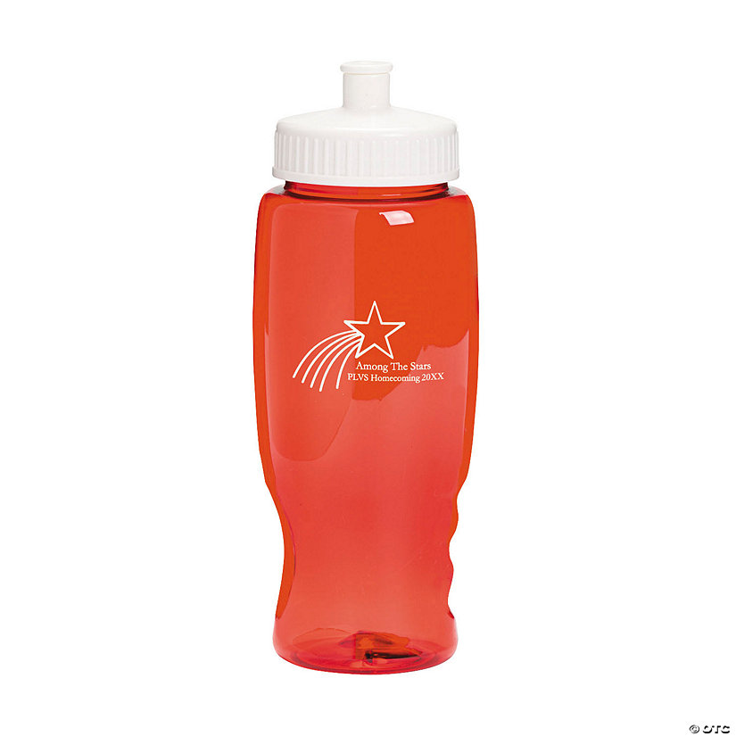 27 oz. Bulk 50 Ct. Personalized Shooting Star Clear Red Plastic Water Bottles Image Thumbnail