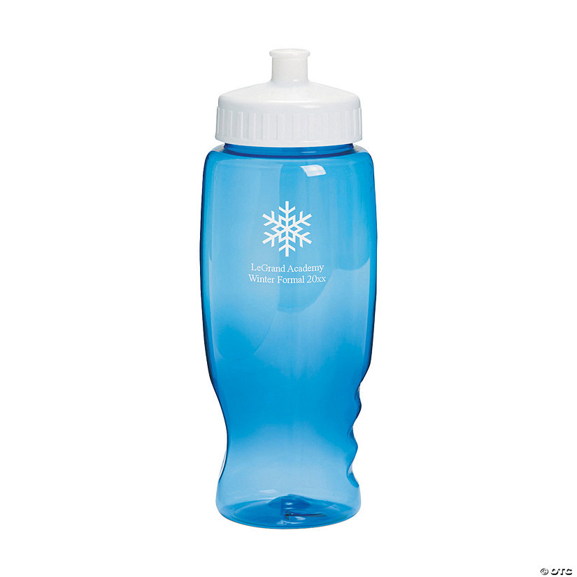 27 oz. Bulk 50 Ct. Personalized Winter Wonderland Clear Blue Plastic Water Bottles Image Thumbnail