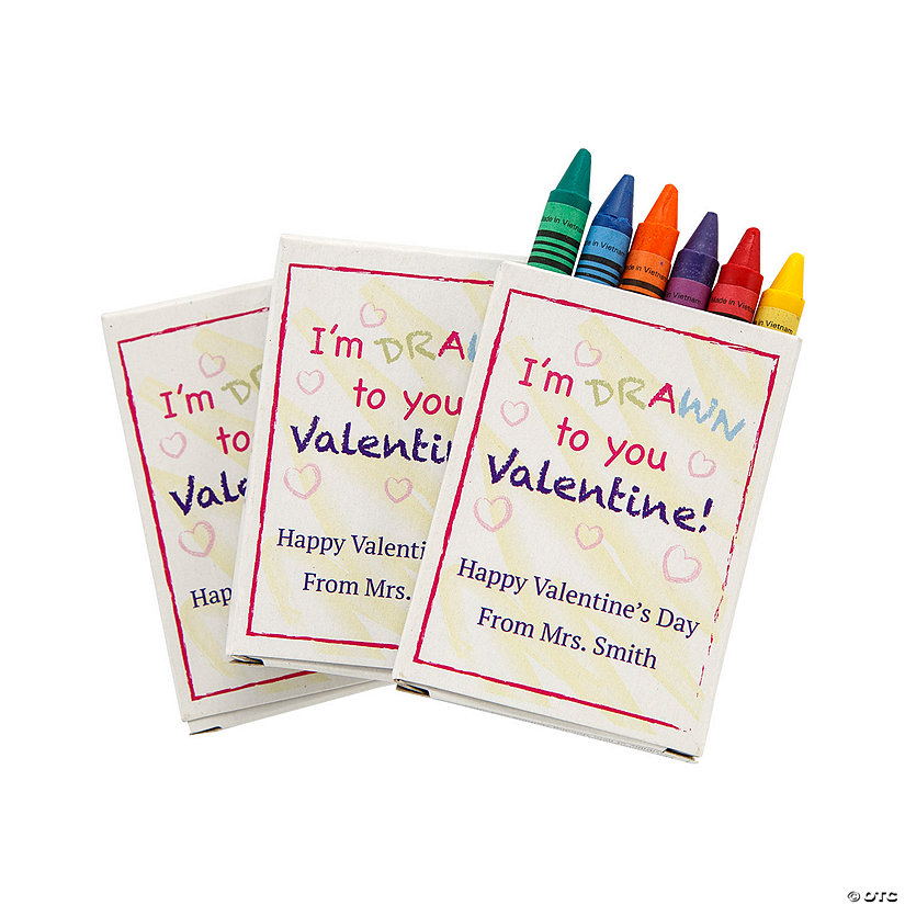 3 1/2" Personalized 6-Color Crayon Box Valentine Exchanges for 24 Image