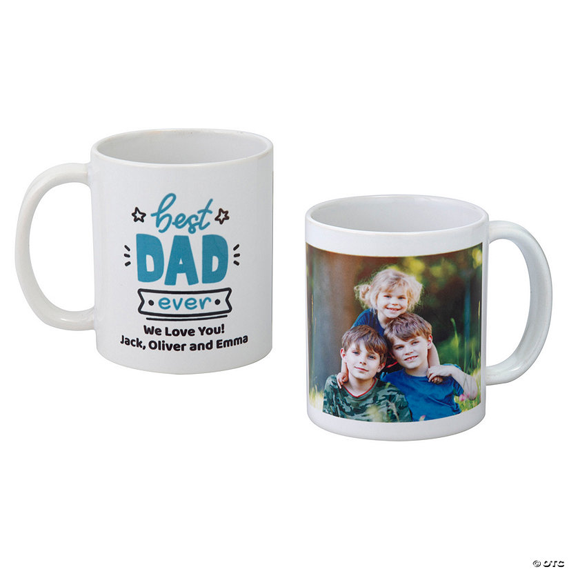 3 3/4" 11 oz. Personalized Custom Image Best Dad Ever Ceramic Mug Image
