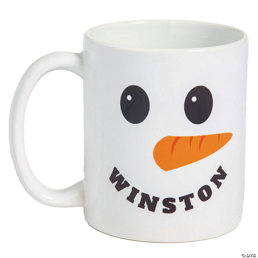 3 3/4" 11 oz. Personalized Winter Snowman Ceramic Coffee Mug Image