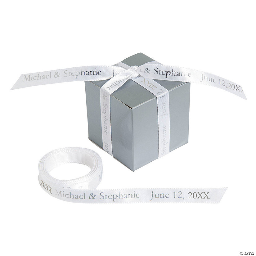 3/8" - White Personalized Ribbon - 25 ft. Image