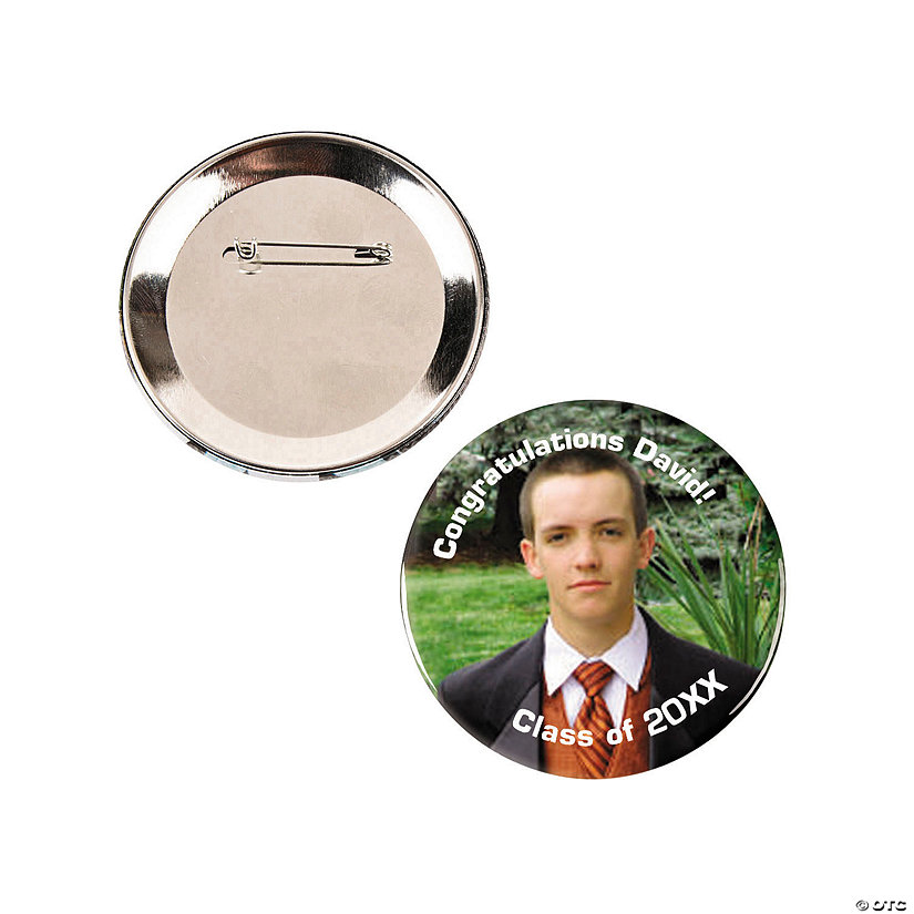 3&quot; Custom Photo with Personalized Text Metal Buttons - 12 Pc. Image