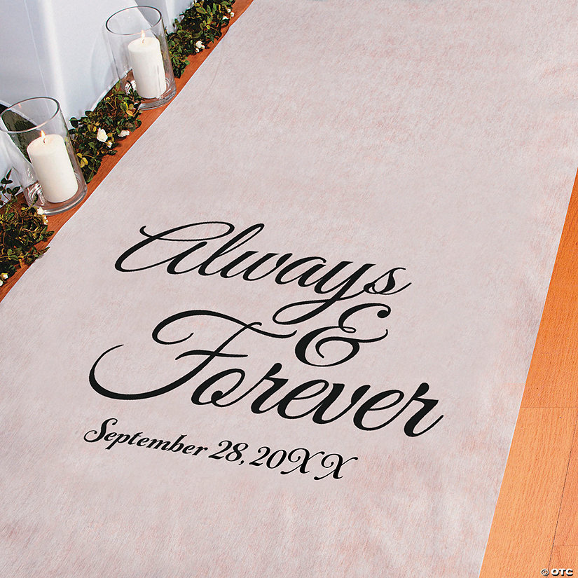 3 ft. x 100 ft. Personalized Always &amp; Forever Wedding Aisle Runner Image