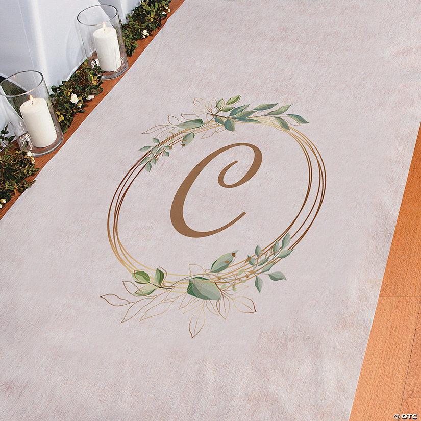 3 ft. x 100 ft. Personalized Botanical Monogram Wedding Aisle Runner Image