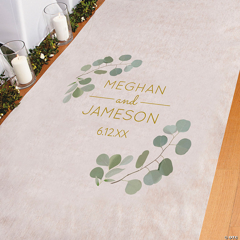 3 ft. x 100 ft. Personalized Eucalyptus Wreath Wedding Aisle Runner Image
