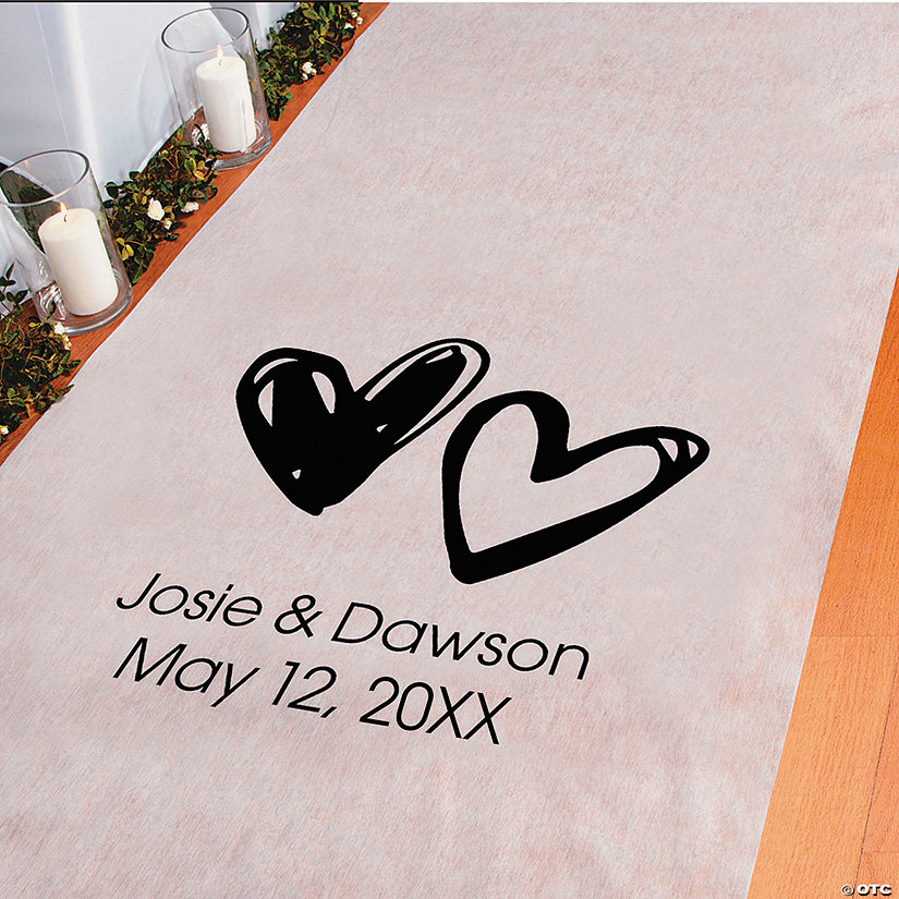 3 ft. x 100 ft. Personalized Hearts Wedding Aisle Runner Image Thumbnail