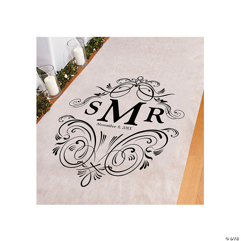 3 ft. x 100 ft. Personalized Monogram Flourish Wedding Aisle Runner Image