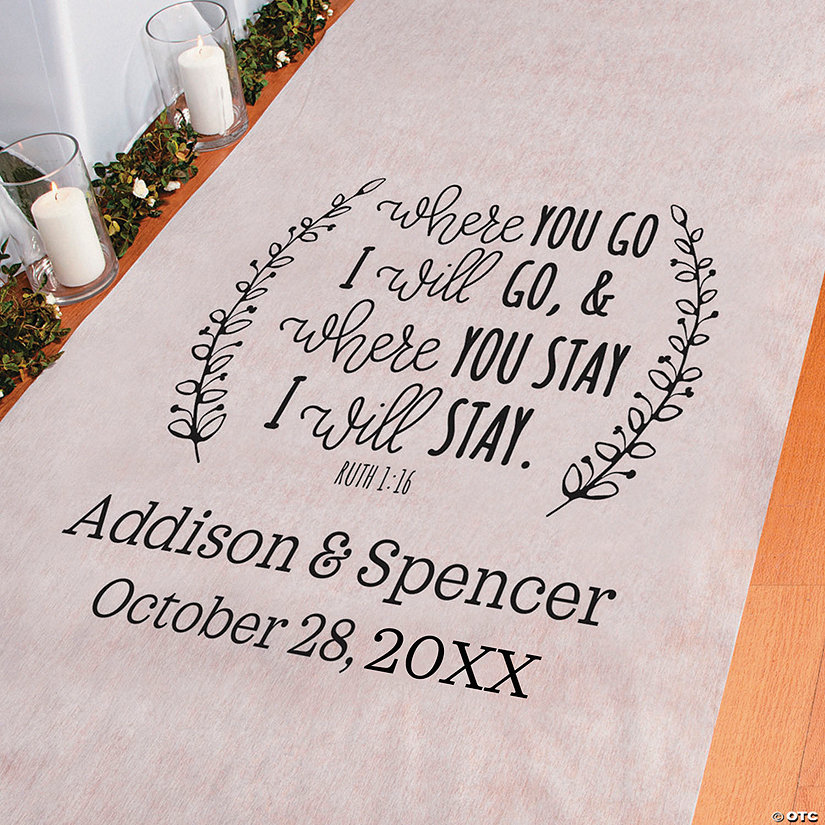 3 ft. x 100 ft. Personalized Ruth 1:16 Where You Go Wedding Aisle Runner Image Thumbnail