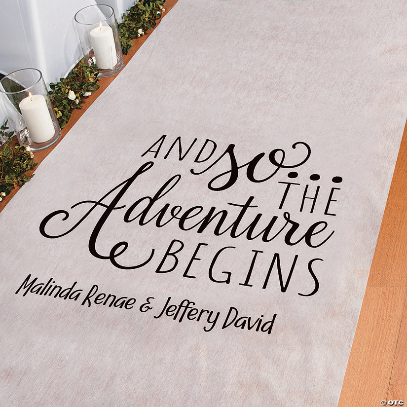 3 ft. x 100 ft. Personalized The Adventure Begins Wedding Aisle Runner Image Thumbnail
