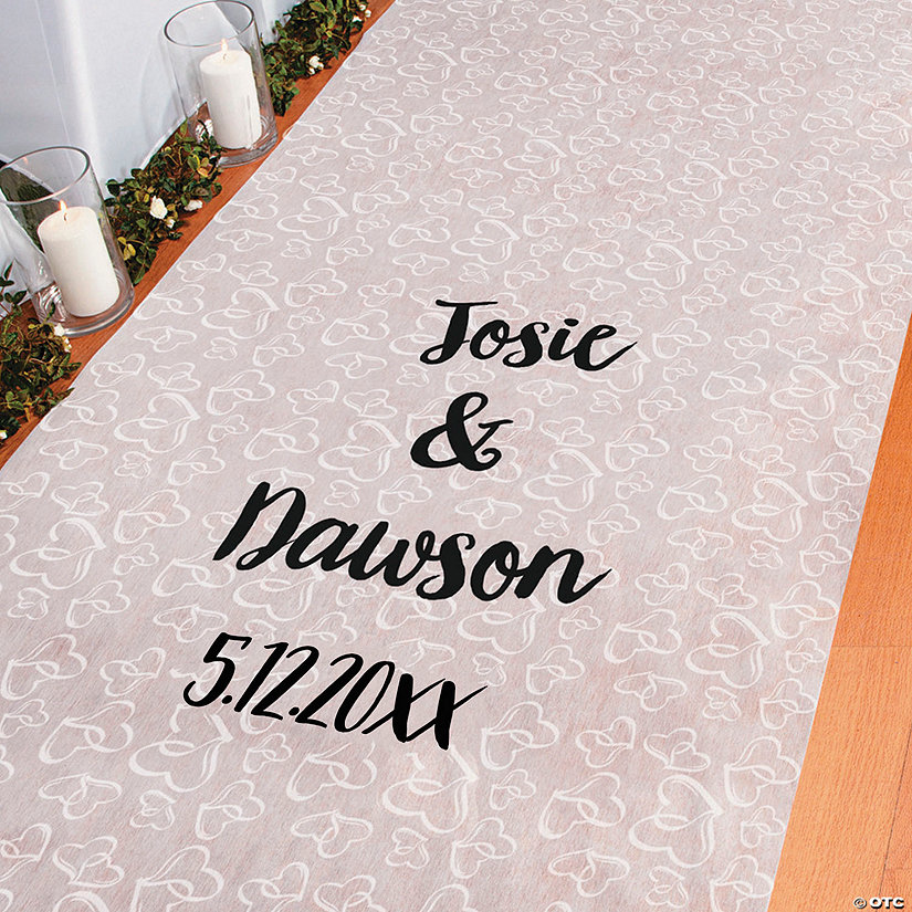 3 ft. x 100 ft. Personalized Two Hearts Wedding Aisle Runner Image Thumbnail
