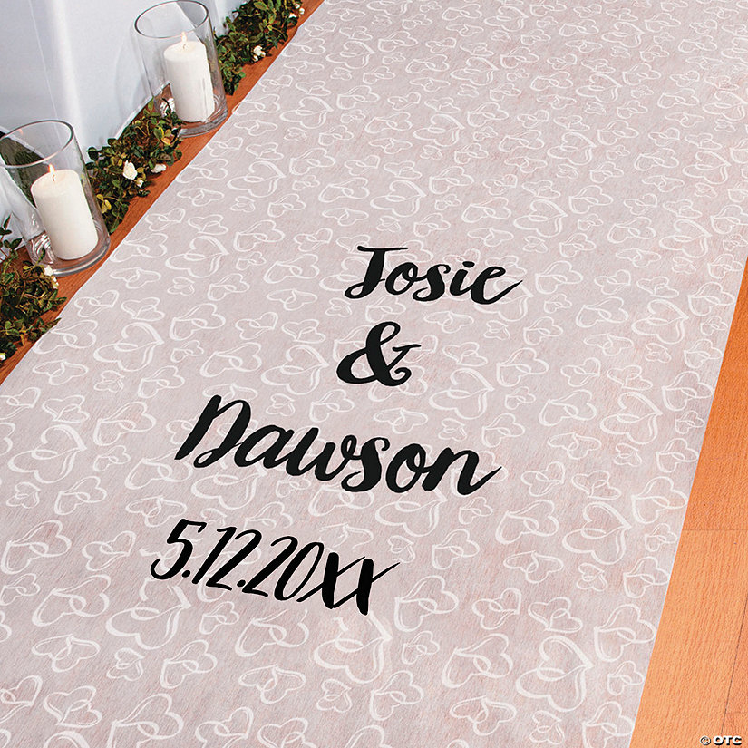3 ft. x 100 ft. Personalized Two Hearts Wedding Aisle Runner Image
