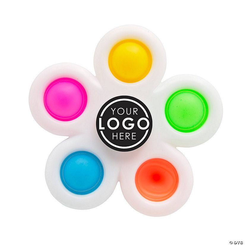 3&quot; Personalized Full-Color Logo Lotsa Pops Popping Toy Flower Fidget Spinners - 24 Pc. Image Thumbnail