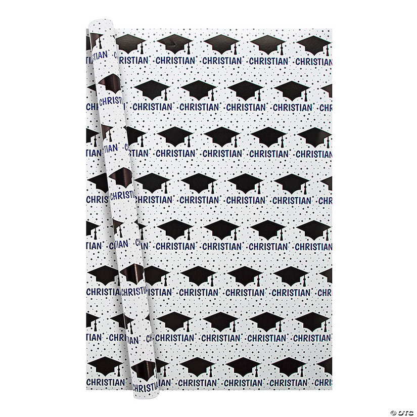 30" x 24" Personalized Graduation Mortarboard Hat Wrapping Paper Image Thumbnail