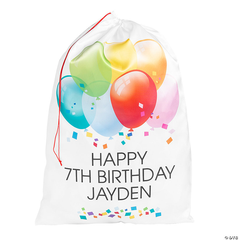 30" x 42" Personalized Balloons Giant Drawstring Gift Sack Image Thumbnail