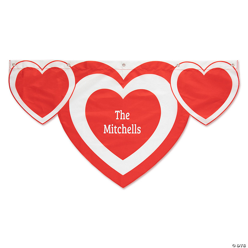 39" x 21" Personalized Valentine Heart-Shaped Flocked Bunting Image Thumbnail