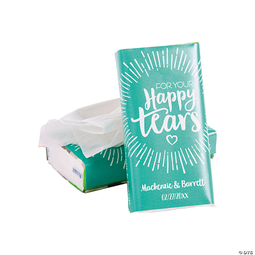 4 1/4" Personalized Happy Tears Tissue Pack Vinyl Stickers - 24 Pc. Image Thumbnail