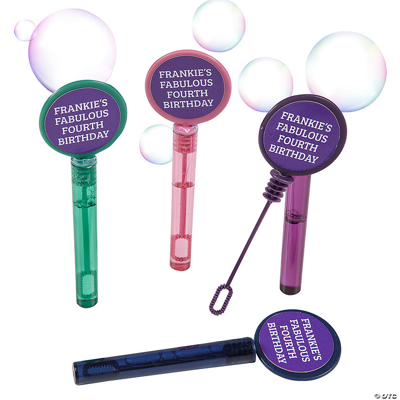 4 3/4" Personalized Mini Flat Jewel Colored Bubble Tubes - 24 Pc. Image
