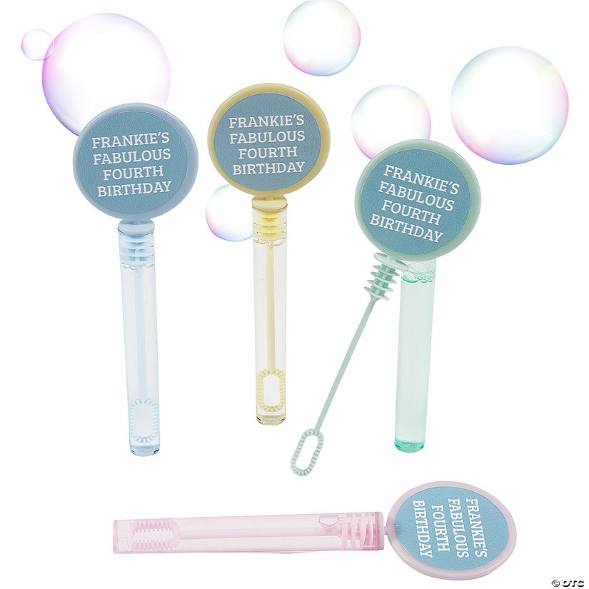 4 3/4" Personalized Mini Flat Pastel Colored Bubble Tubes - 24 Pc. Image