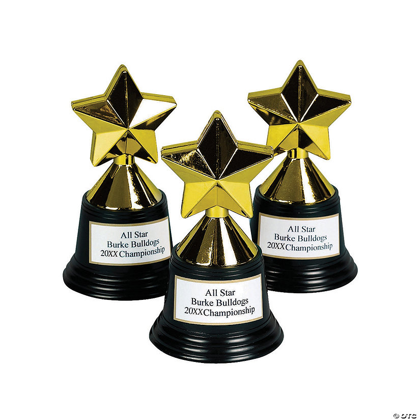 4 3/4" Personalized Plastic Gold Star Award Trophies - 12 Pc. Image Thumbnail